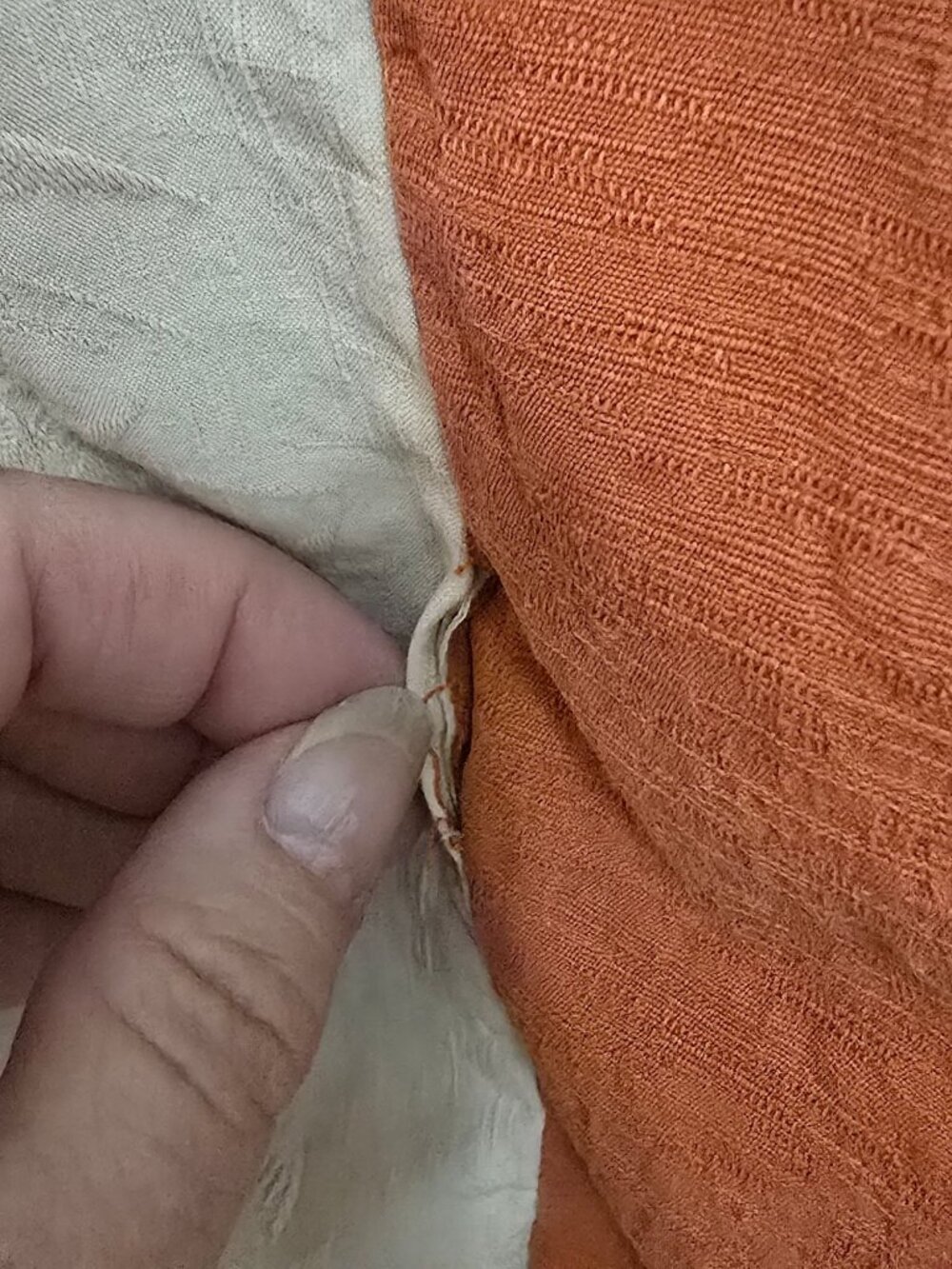 Caribbean Mens XL Burnt Orange Hawaiian Shirt Silk Blend Vertical Panels READ - Picture 7 of 8